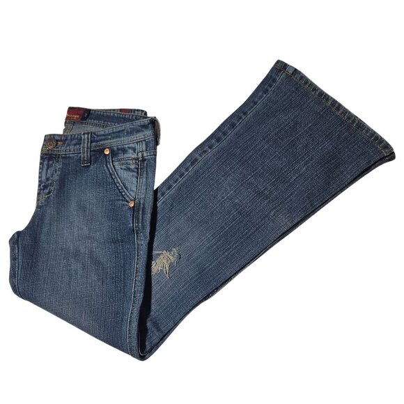 Papaya Jeans Womens Size 3 Flare Leg Low Rise Medium Wash Denim Pants Juniors - Picture 1 of 6